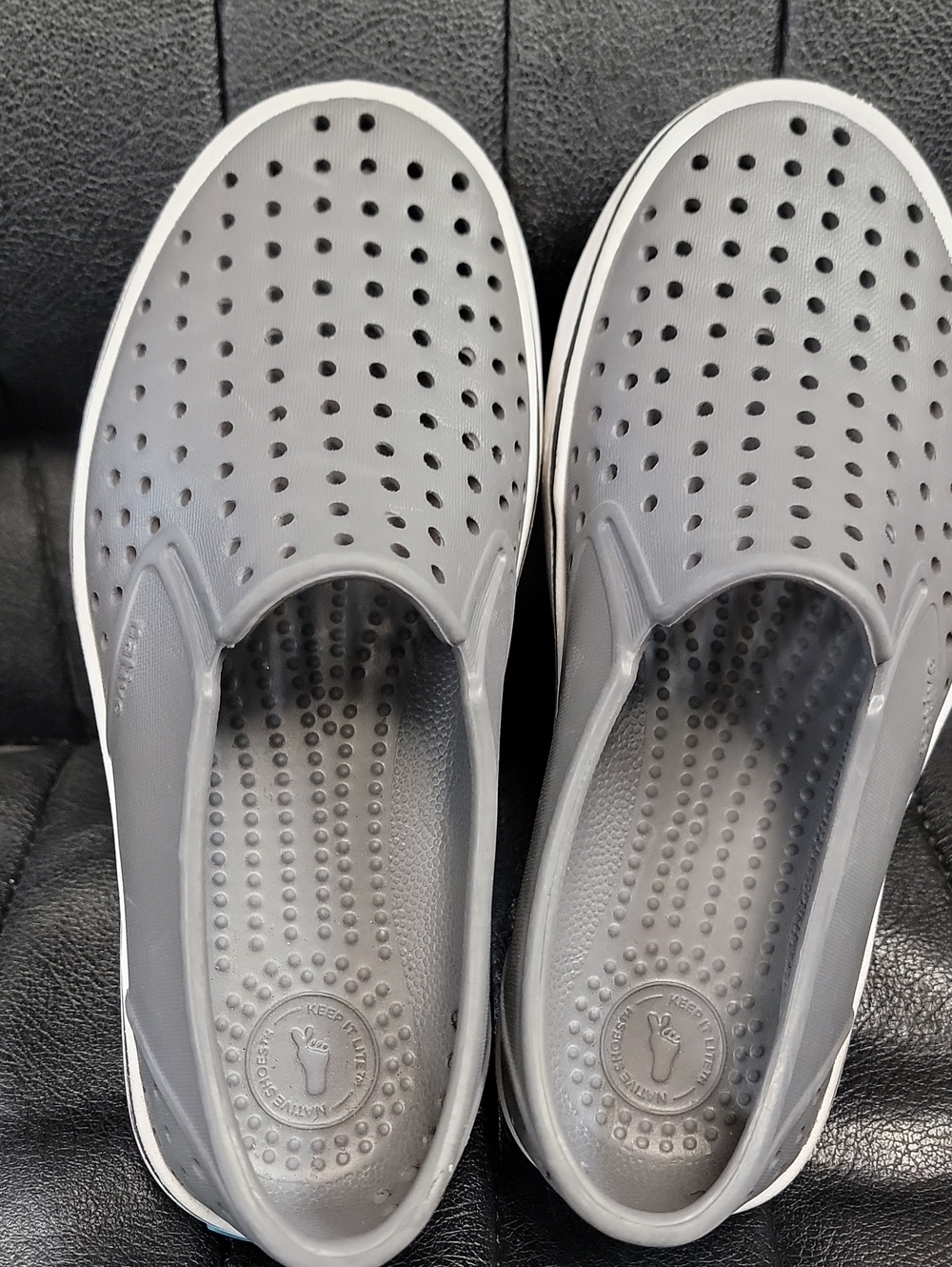 Native Kids Gray Perforated Slip-On Loafers